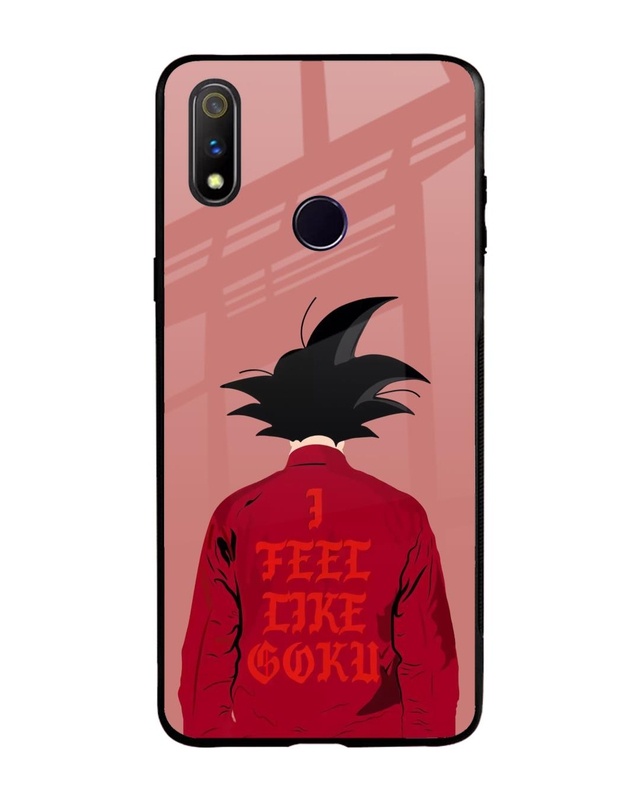 Shop I Feel Like Goku Premium Glass Case for Realme 3 Pro (Shock Proof, Scratch Resistant)-Front