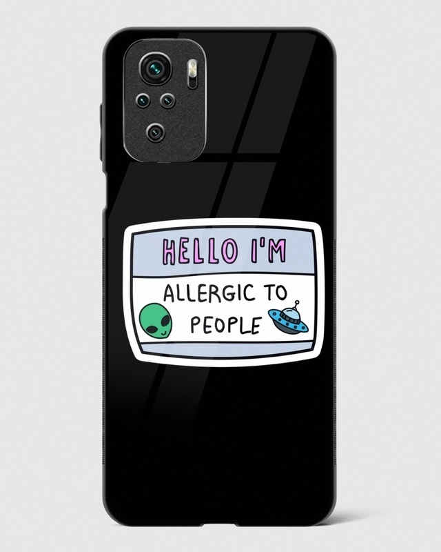 Shop I'm Allergic To People Premium Glass Case for Xiaomi Redmi Note 10-Front