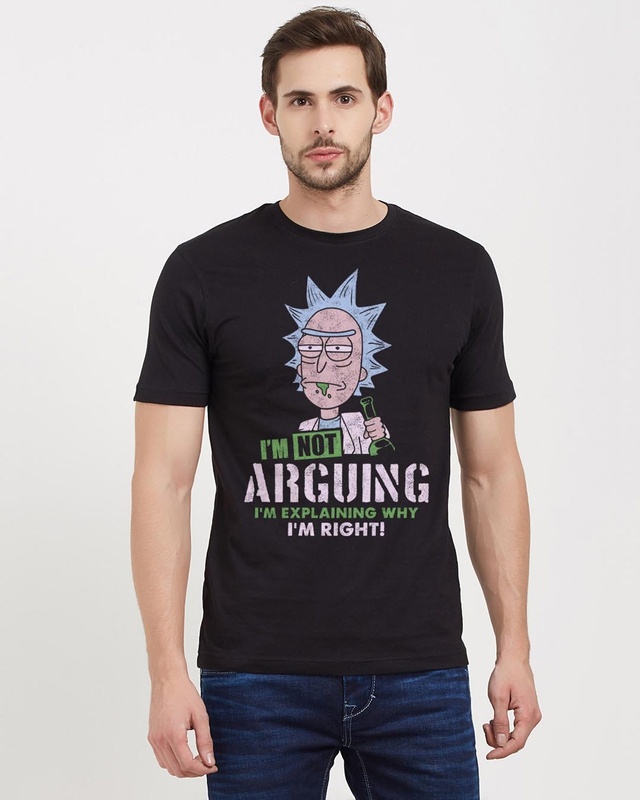 Shop I'm Not Arguing Official Rick And Morty Cotton Half Sleeves T-Shirt-Front