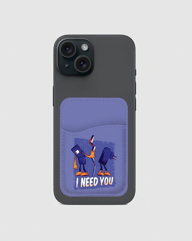 Shop I Need Your Charger Printed Mobile Card Holders-Front