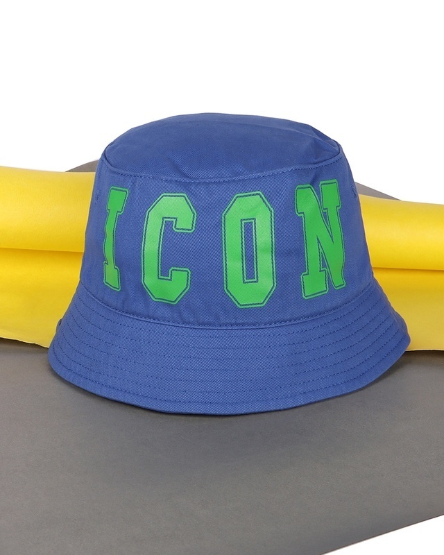 Shop Unisex Blue Icon Printed Bucket Hat-Front