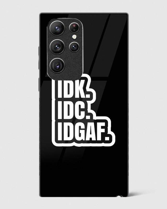 Shop IDK. IDC. IDGAF. Premium Glass Case for Samsung Galaxy S22 Ultra 5G-Front