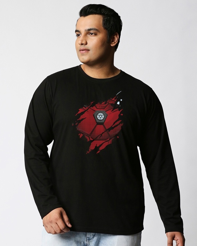 Shop Men's Black Iron Man Of War (Avl) Graphic Printed Plus Size T-shirt-Front