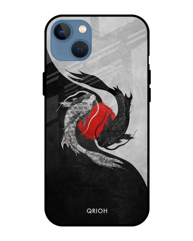 Shop Japanese Art Printed Premium Glass Cover For iPhone 13 mini (Impact Resistant, Matte Finish)-Front