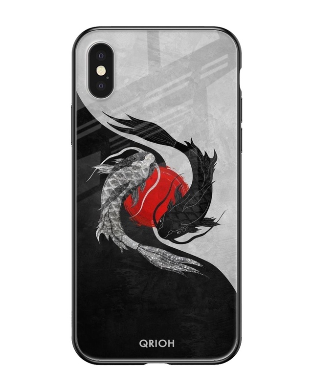 Shop Japanese Art Printed Premium Glass Cover For iPhone X (Impact Resistant, Matte Finish)-Front