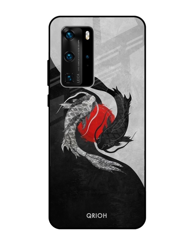 Shop Japanese Art Printed Premium Glass Cover For Huawei P40 Pro (Impact Resistant, Matte Finish)-Front