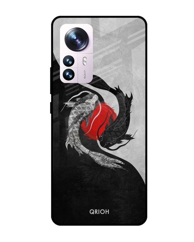 Shop Japanese Art Printed Premium Glass Cover For Mi 12 Pro 5G (Impact Resistant, Matte Finish)-Front