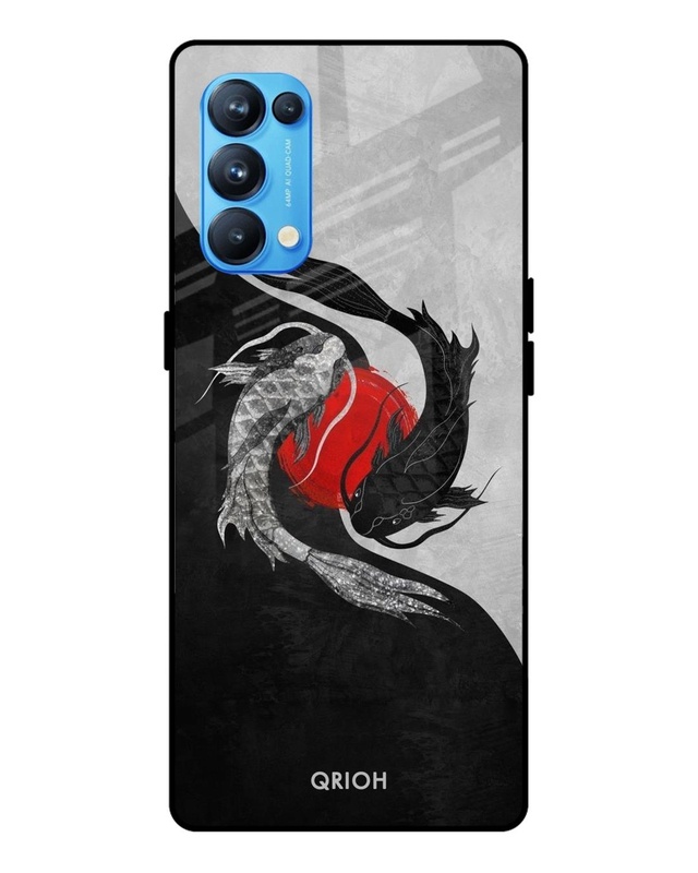 Shop Japanese Art Printed Premium Glass Cover For Oppo Reno 5 Pro (Impact Resistant, Matte Finish)-Front