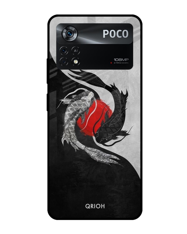 Shop Japanese Art Printed Premium Glass Cover for Poco X4 Pro 5G (Shock Proof, Scratch Resistant)-Front