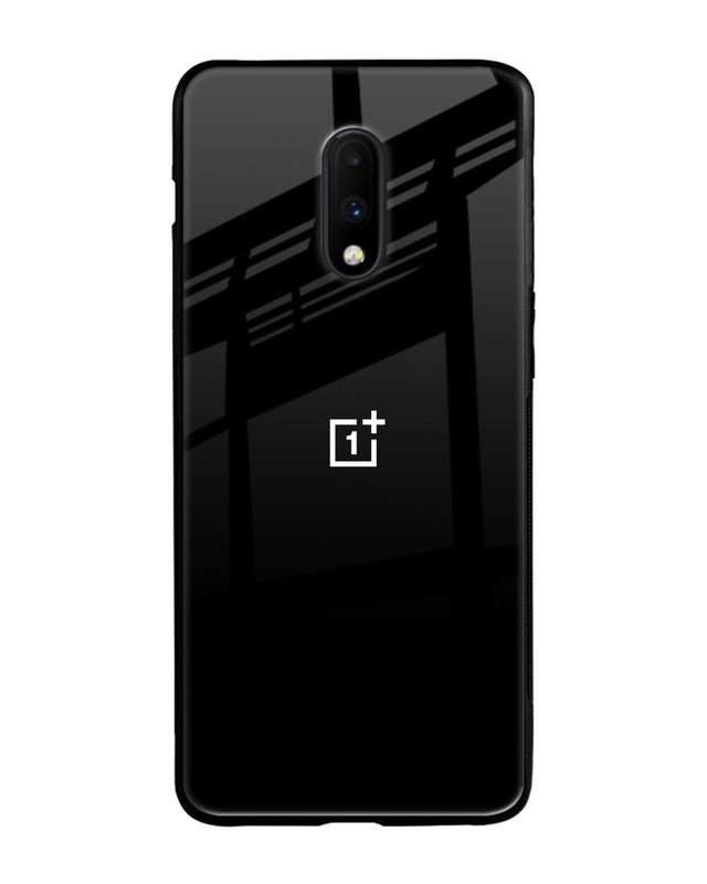 Shop Jet Black Premium Glass Case for OnePlus 7(Shock Proof, Scratch Resistant)-Front