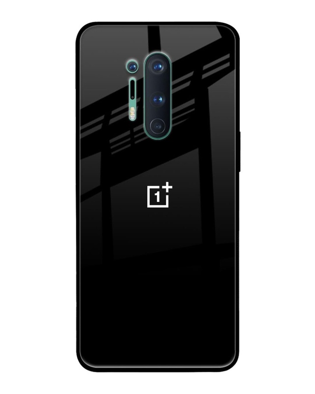 Shop Jet Black Premium Glass Case for OnePlus 8 Pro(Shock Proof, Scratch Resistant)-Front