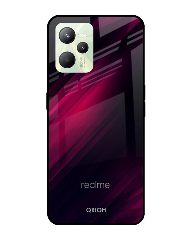 Shop Jet Black Premium Glass Cover for Realme C35 (Shockproof, Light Weight)-Front