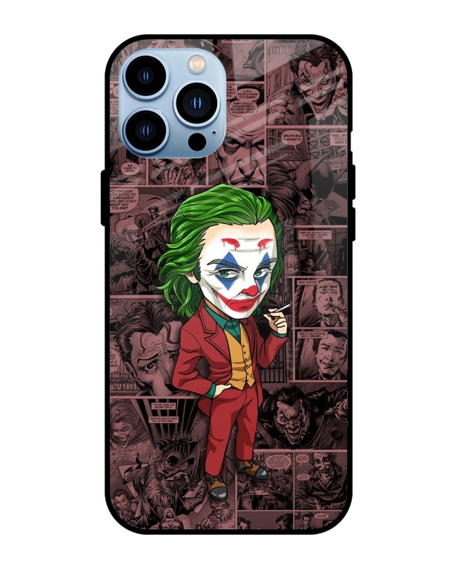 Shop Joker Cartoon Premium Glass Case for Apple iPhone 13 Pro (Shock Proof, Scratch Resistant)-Front
