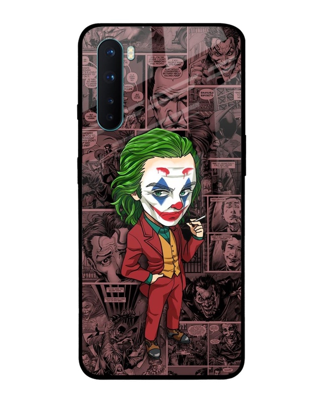 Shop Joker Cartoon Premium Glass Case for OnePlus Nord (Shock Proof, Scratch Resistant)-Front