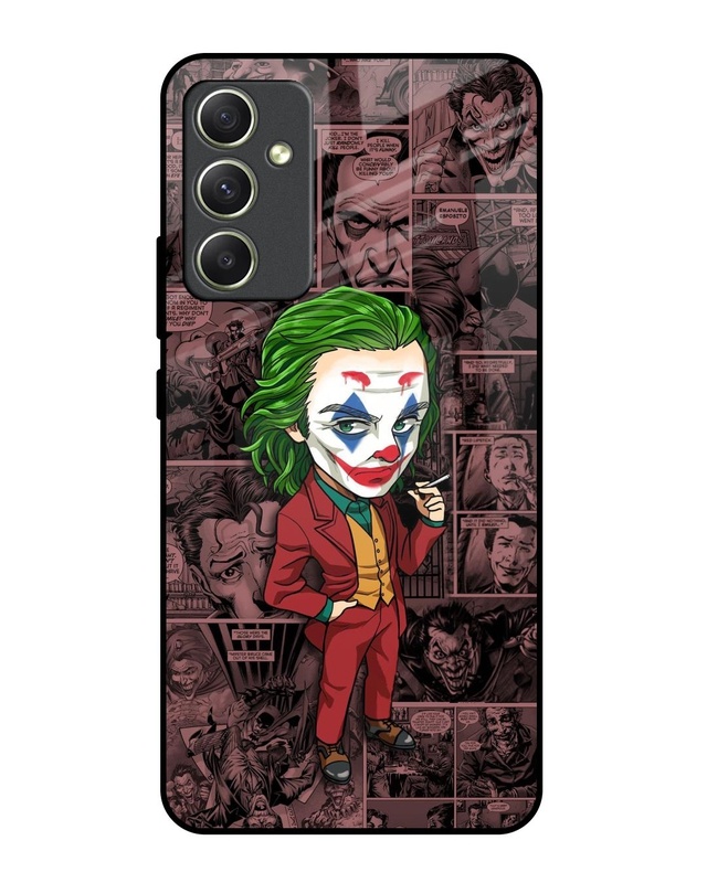 Shop Joker Cartoon Premium Glass Case for Samsung Galaxy A34 5G (Shock Proof, Scratch Resistant)-Front