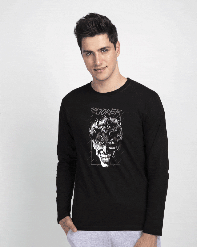 Shop Joker Stare Glow In Dark Full Sleeve T-Shirt (BML) -Front