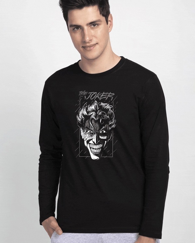 Shop Joker Stare Glow In Dark Full Sleeve T-Shirt (BML)-Front