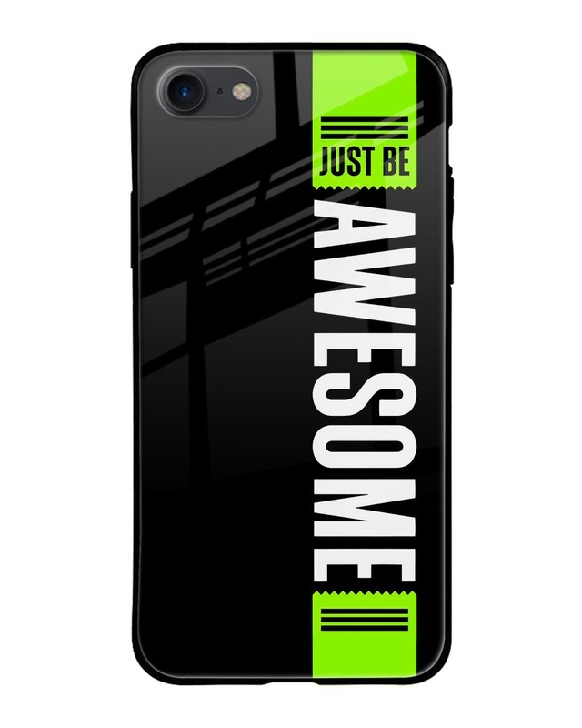 Shop Just Be Awesome Premium Glass Case for Apple iPhone SE 2020 (Shock Proof, Scratch Resistant)-Front