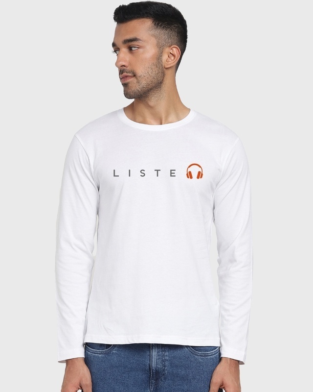 Shop Keep Listening Full Sleeve T-Shirt-Front