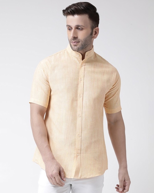 Shop Riag Half Sleeves Cotton Casual Chinese Neck Shirt-Front