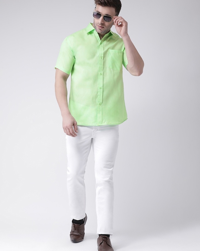 Shop Riag Men's Green Casual Shirt-Front