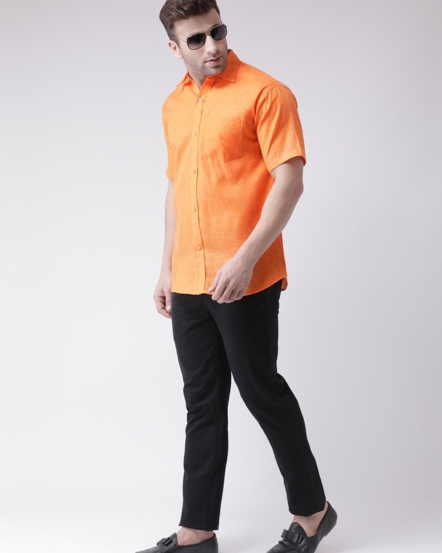 Shop Riag Men's Orange Casual Shirt-Front