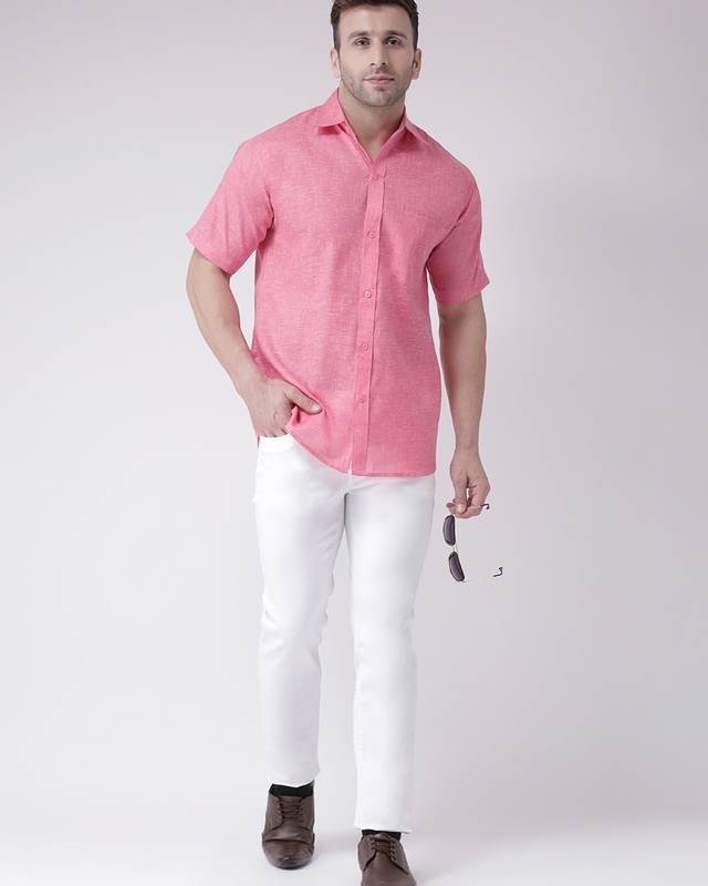 Shop Riag Men's Pink Casual Shirt-Front