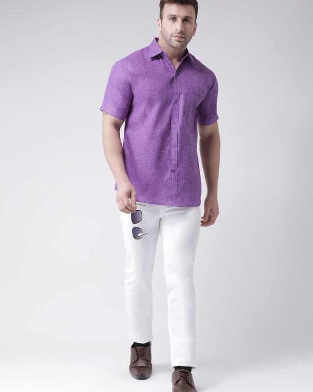 Shop Riag Men's Purple Casual Shirt-Front