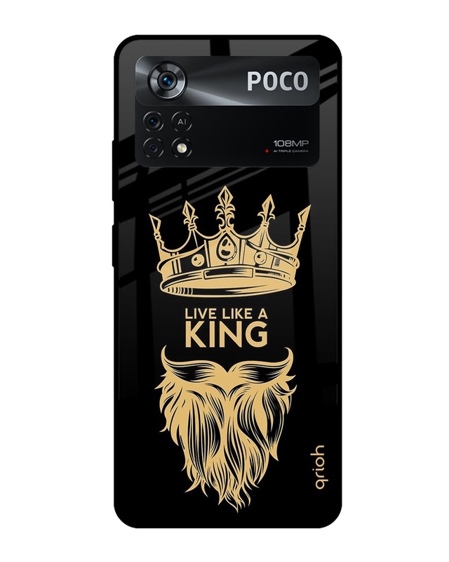 Shop King Life Printed Premium Glass Cover for Poco X4 Pro 5G (Shock Proof, Scratch Resistant)-Front