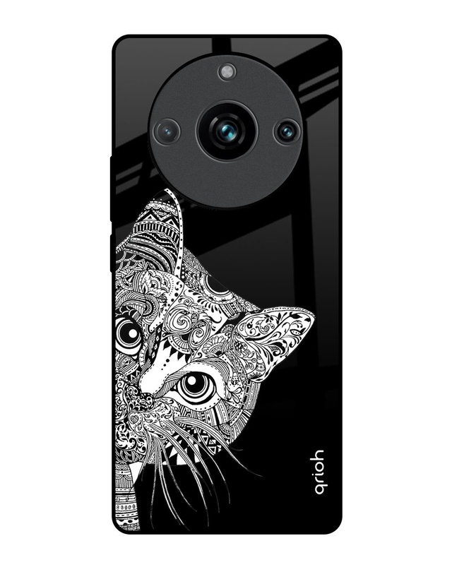 Shop Kitten Mandala Premium Glass Case for Realme 11 Pro+ 5G (Shock Proof, Scratch Resistant)-Front