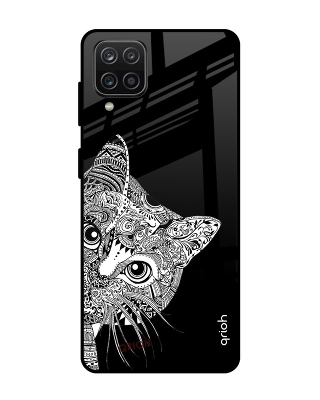 Shop Kitten Mandala Printed Premium Glass Cover For  A12(Impact Resistant, Matte Finish)-Front