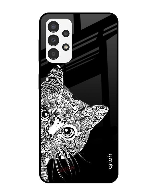 Shop Kitten Mandala Printed Premium Glass Cover For  A13(Impact Resistant, Matte Finish)-Front