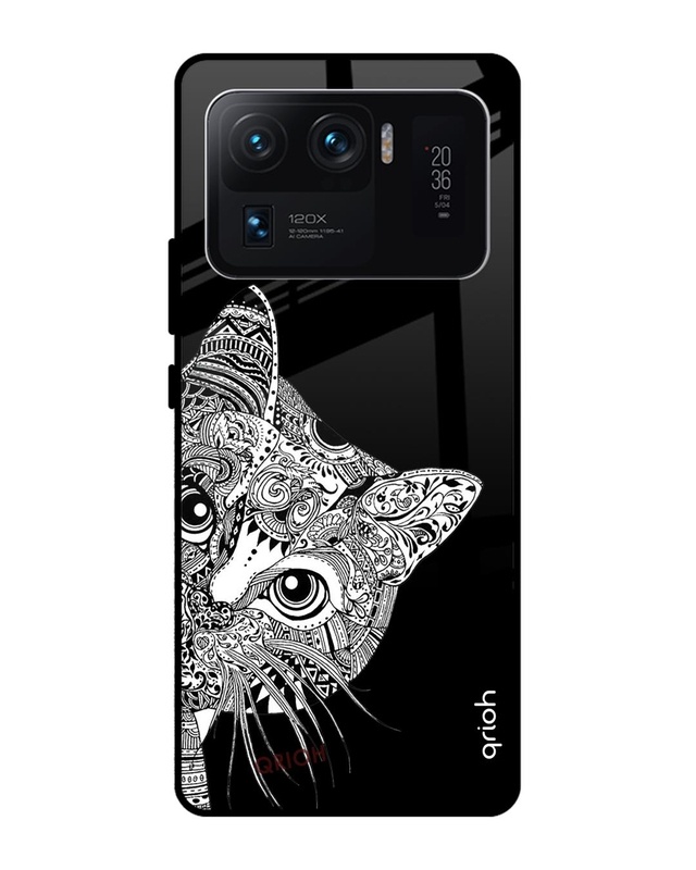 Shop Kitten Mandala Printed Premium Glass Cover For Mi 11 Ultra (Impact Resistant, Matte Finish)-Front