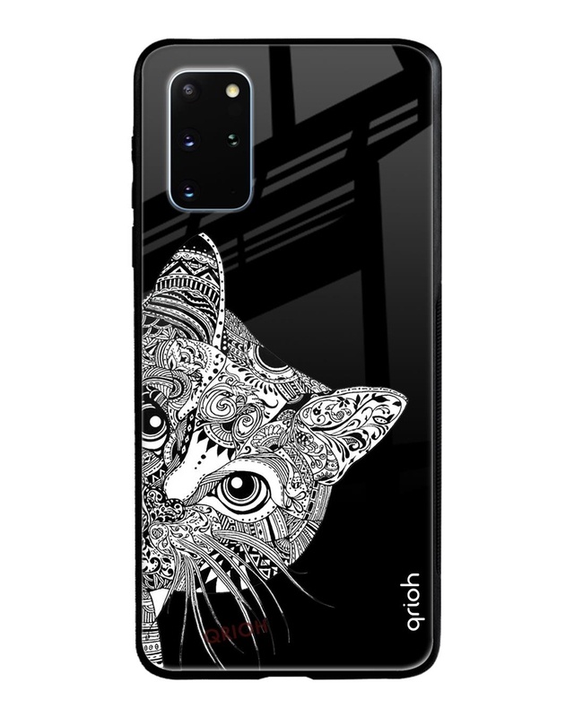 Shop Kitten Mandala Printed Premium Glass Cover For Samsung Galaxy S20 Plus(Impact Resistant-Front