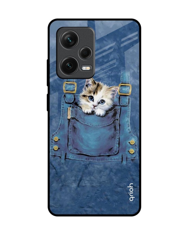 Shop Kitty In Pocket Premium Glass Case for Redmi Note 12 Pro+ 5G (Shock Proof, Scratch Resistant)-Front