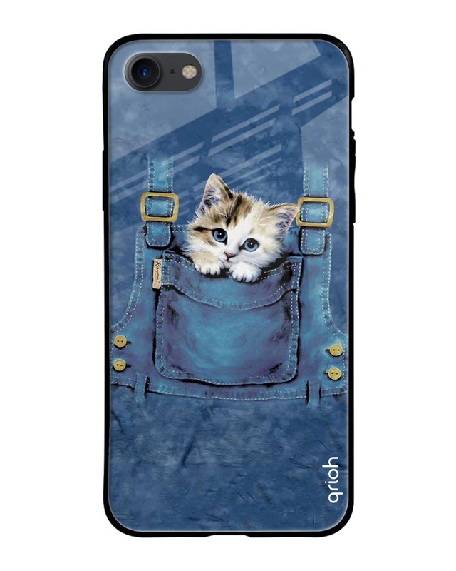 Shop Kitty In Pocket Printed Premium Glass Cover For iPhone 7 (Impact Resistant, Matte Finish)-Front