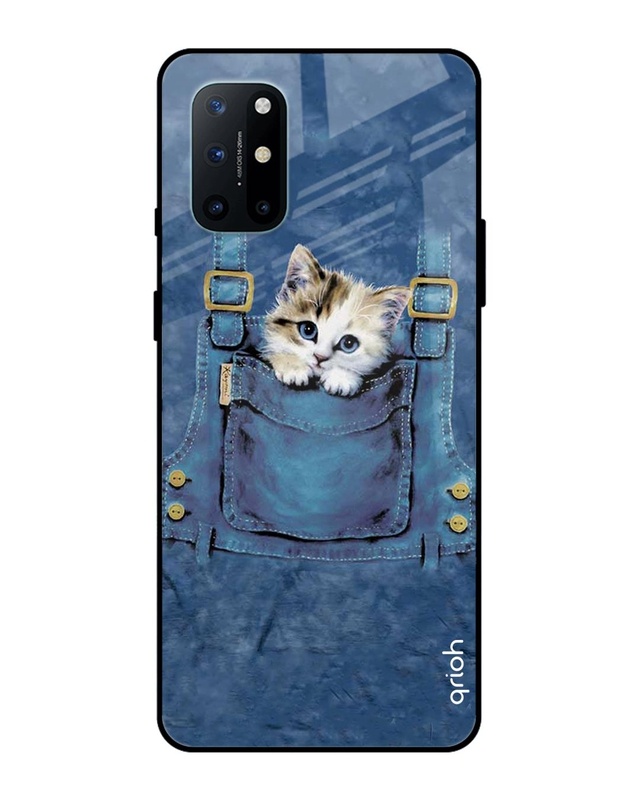 Shop Kitty In Pocket Printed Premium Glass Cover For OnePlus 8T (Impact Resistant, Matte Finish)-Front