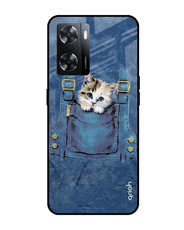 Shop Kitty In Pocket Printed Premium Glass Cover for Oppo A57 4G (Shock Proof, Scratch Resistant)-Front