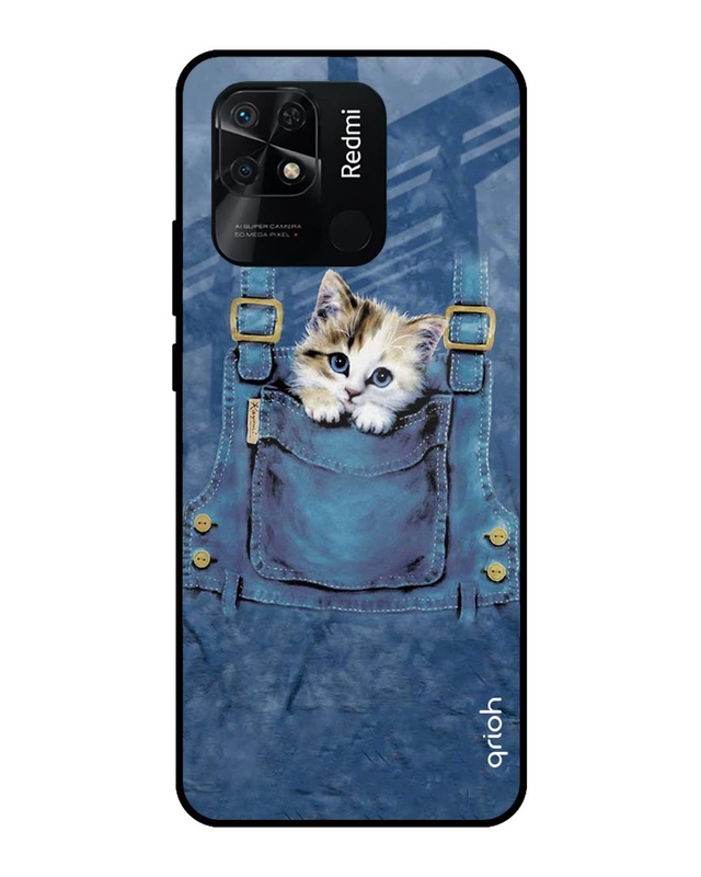 Shop Kitty In Pocket Printed Premium Glass Cover For Redmi 10 (Impact Resistant, Matte Finish)-Front