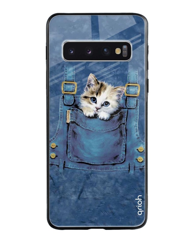 Shop Kitty In Pocket Printed Premium Glass Cover For Samsung Galaxy S10(Impact Resistant, Matte Finish)-Front