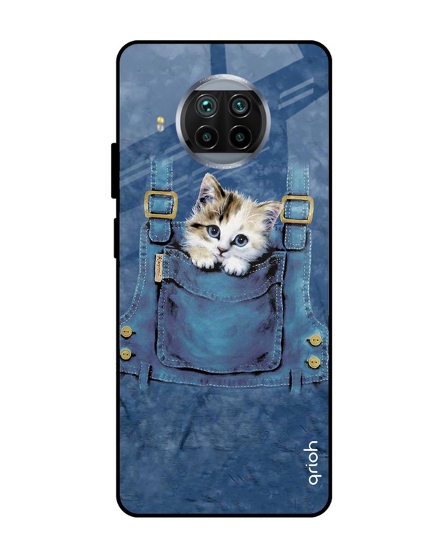 Shop Kitty In Pocket Printed Premium Glass Cover For Xiaomi Mi 10i 5G (Impact Resistant, Matte Finish)-Front