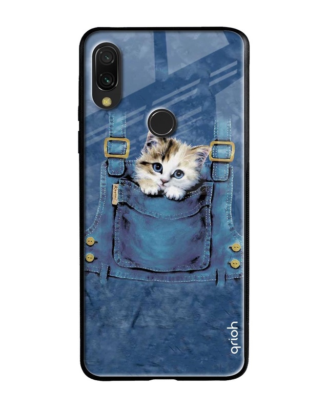 Shop Kitty In Pocket Printed Premium Glass Cover For Xiaomi Redmi Note 7S (Matte Finish)-Front