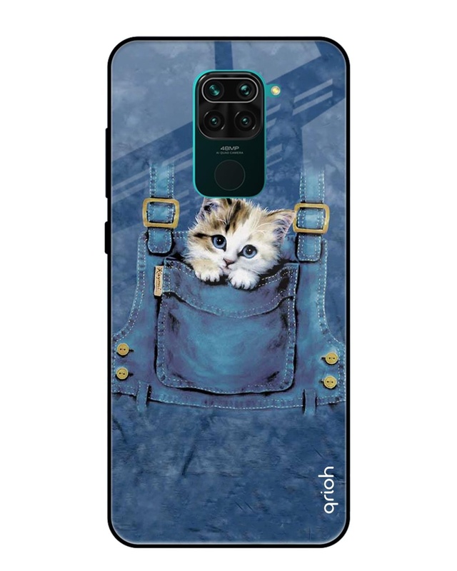 Shop Kitty In Pocket Printed Premium Glass Cover For Xiaomi Redmi Note 9 (Impact Resistant, Matte Finish)-Front