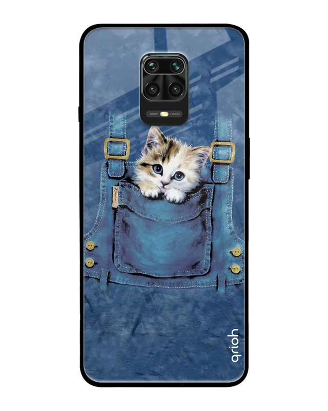 Shop Kitty In Pocket Printed Premium Glass Cover For Xiaomi Redmi Note 9 Pro (Matte Finish)-Front