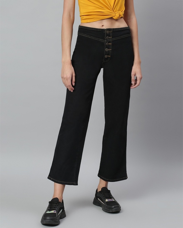 Shop Kotty Women's Black Mid-Rise Jeans-Front