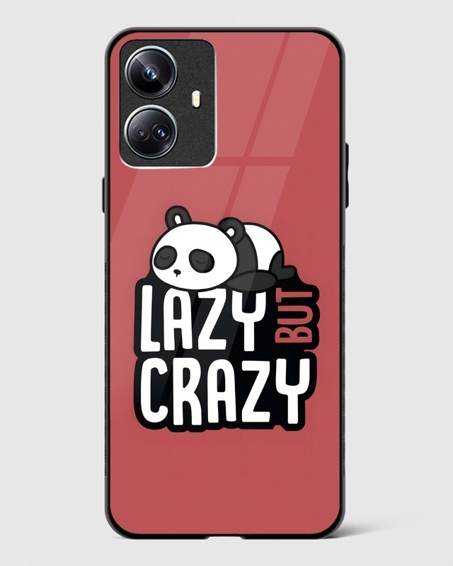 Shop Lazy But Crazy Panda Premium Glass Case for Realme 10 Pro Plus 5G-Front