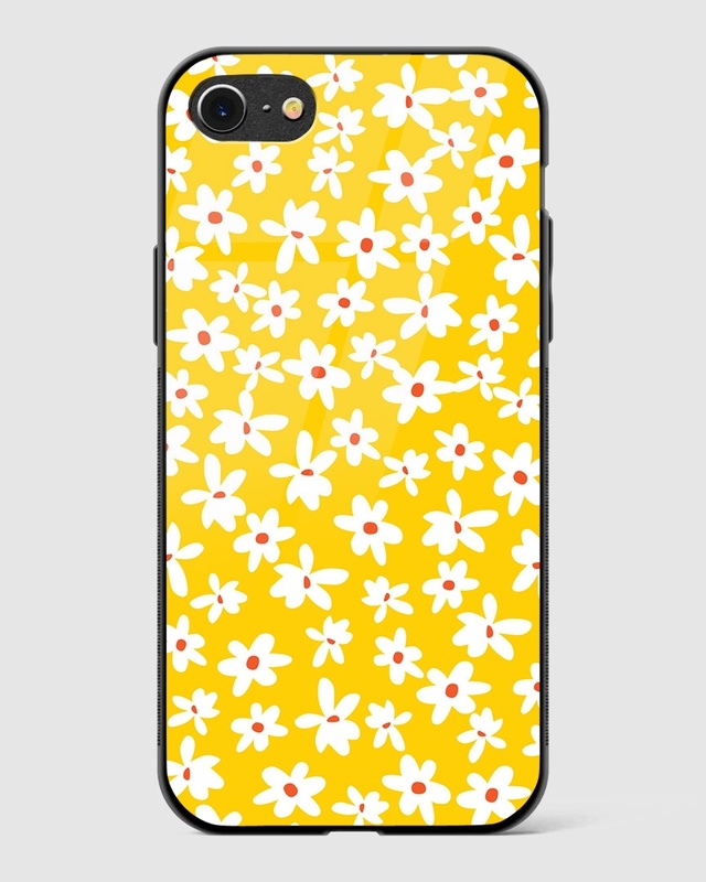 Shop Lazy Daisies Floral Premium Glass Case for Apple iPhone SE 2020-Front