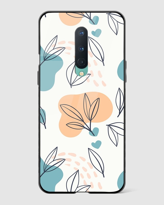 Shop Leaf Line Floral Premium Glass Case for OnePlus 8-Front