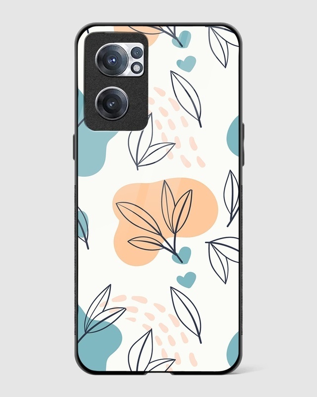 Shop Leaf Line Floral Premium Glass Case for OnePlus Nord CE 2 5G-Front
