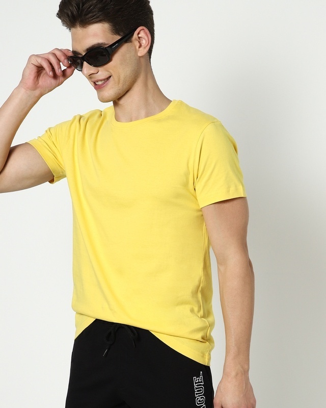 Shop Men's Yellow Plus Size T-shirt-Front
